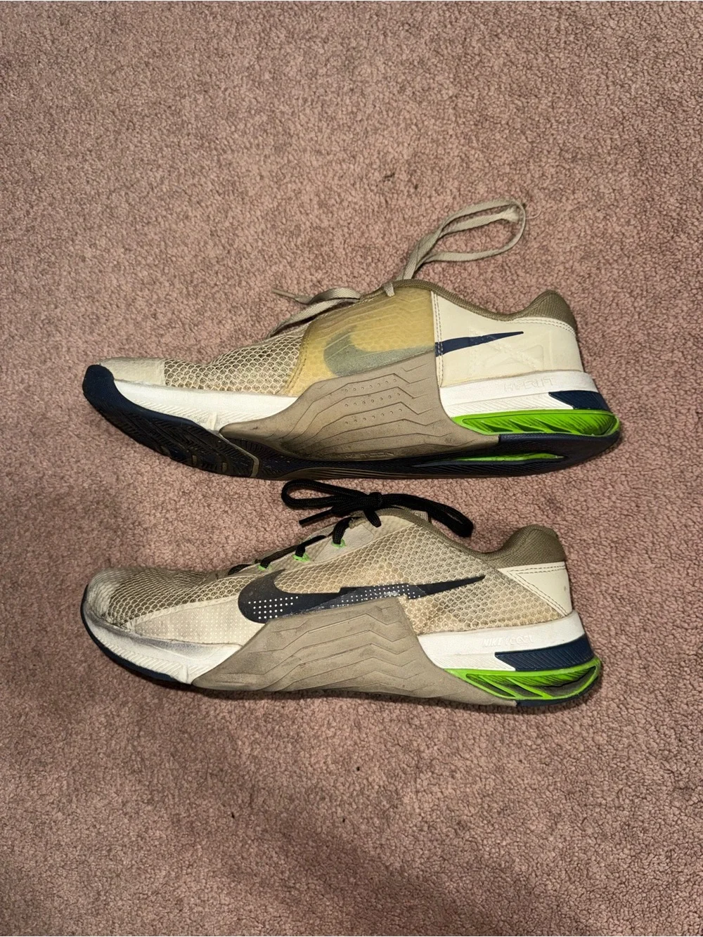 Nike Men’s Training Sneakers - Beige with Black & Green Accents